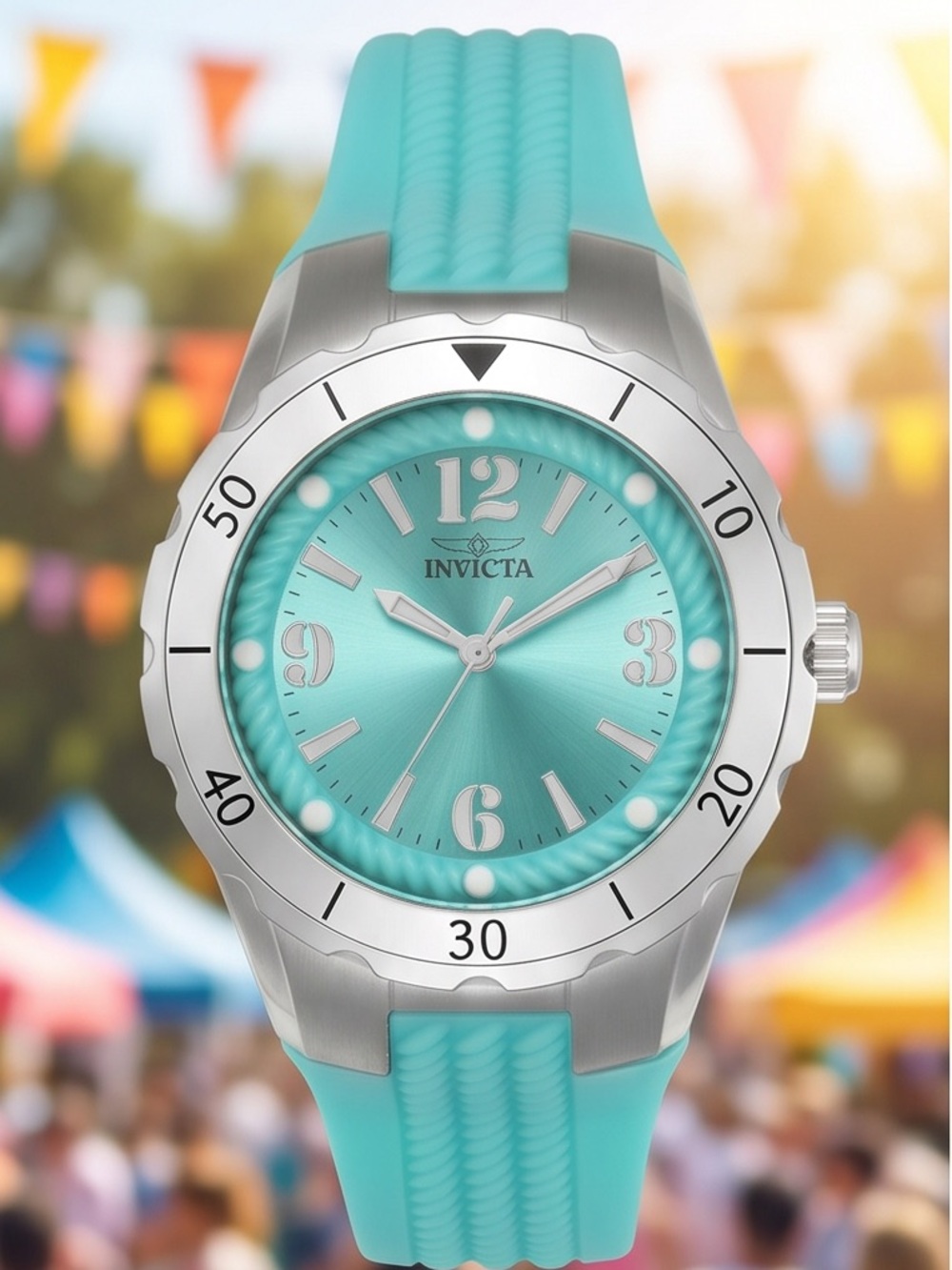 Invicta Women’s Aqua Turquoise Silicone Strap Swim Watch